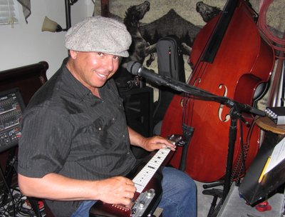 Wayne working lapsteel in studio.