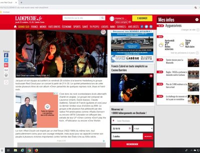 Southern France's main newspaper about Red Cloud's concert oct 2018