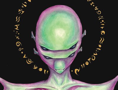God is a Martian album cover painted by Lillith in Roswell, New Mexico