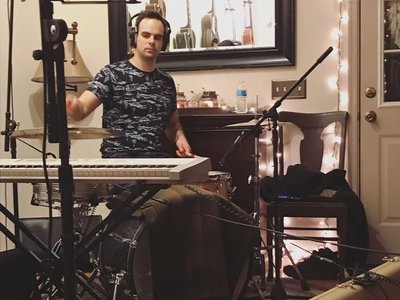 Bailey laying down a drum track