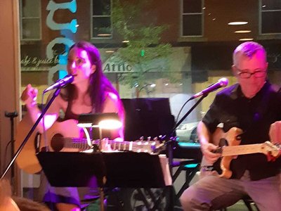 Performing a lot with Natalie. Cool indie/pop duo called "Muzos"