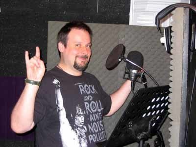 Dave doing Vocals for the Razor's Edge sessions at Garden Studios Woking 2006