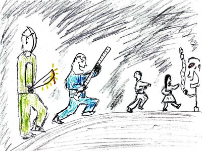 Bullies - drawing by Harvey Dog