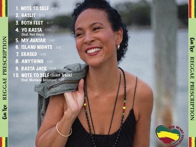 Reggae Prescription - New Reggae Fusion Album by Gia Yee - CD back cover photo #GiaYee #ReggaeLP