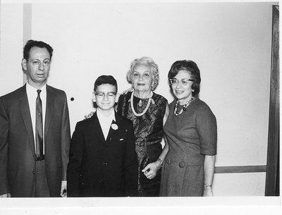 Jordan's Bar Mitzvah: l to r Dad, me, Grandma Tillie, Mom