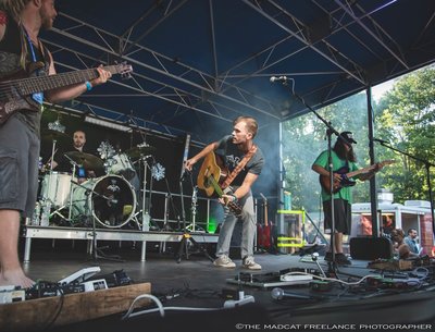 Christian Porter and The Tracksuit Pandas performing at Mady's Snow Day 2019 in Tannersville, PA