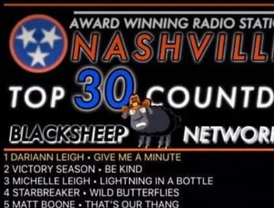 October 2019 - Be Kind Hit's Number 2 in Nashville. On the Award winning Radio Station