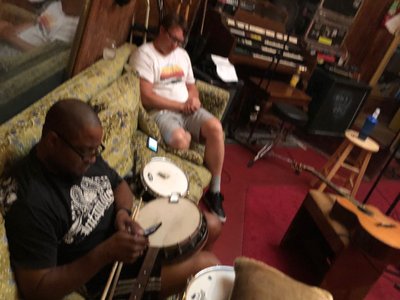 Chilling with Producer Cameron Webb before tracking.
