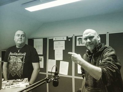 Mick Magic at Tudno FM with radioshow host Neil Crud
