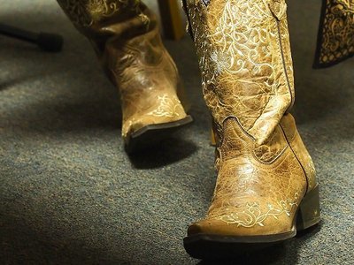 susan rockin the cowgirl boots at WHUP