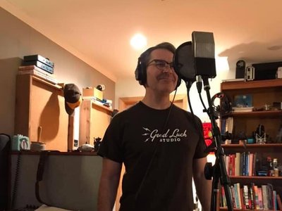 at Good Luck Studios: Matt Velkey laying down some vocals