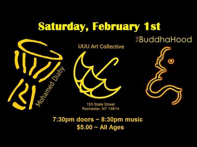 Saturday, February 1st at UUU Art Collective Gallery Buddhahood wsg Mohamed Diaby and Atebayilla