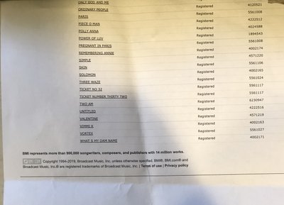 song list 3 BMI