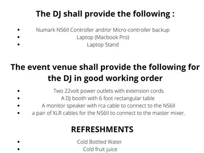 DJ TECHNICAL RIDER