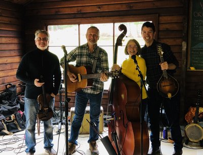 Homebrew Stringband/Foggy Noggin Band on Orcas Island for Rainshadow Running Club Event.