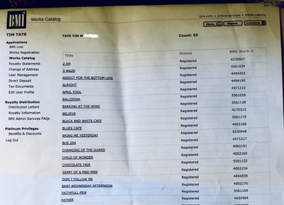 BMI song List 