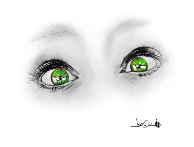 'Bright Eyes' - charcoal/graphite/watercolor pencil