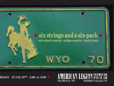 Sat. June 19 @ American Legion Plymouth Post 20. 2 to 6 PM. www.facebook.com/sixstringsandasixpack
