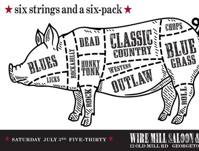 Putting on the hog Saturday July 3rd at the Wire Mill Saloon and BBQ 5:30 till whenever ...