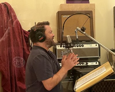 Stephen in the vocal booth