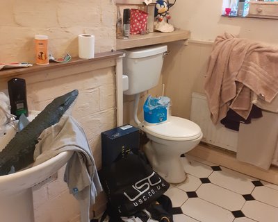 NEver!!! Let boys use your bathroom! 