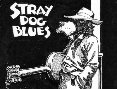 My first solo cassette recording "Stray Dog Blues" cover art by Gary Eagle