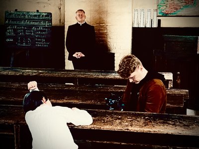 A scene being shot in the school 
