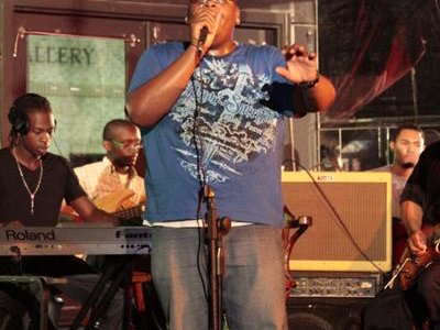 Performing at the Good Luck Cafe