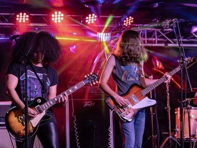 Tius and Sean holding down the rhythm, live at Stooges 3/22/22