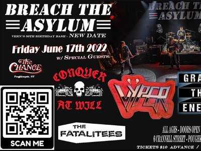 New Show date - the May 1st show has been moved to FRI JUNE 17th - www.breachtheasylum.com - for tix