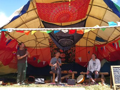 Domenic with Nigel Shaw and Hiroki Okano -  Healing Field Glastonbury 22