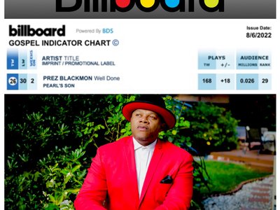Prez Blackmon ðŸŽµ WELL DONE  #26 on Billboard Gospel Indicator Chart (Issue Date:  8/6/2022)
