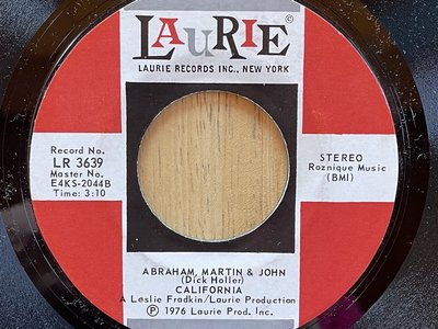 California- Abraham, Martin & John Laurie Records (1976)