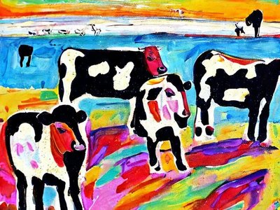 cows are always watching from the dunes at Rutherford