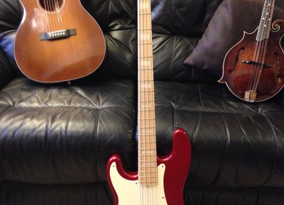 Some tools of the trade. I've had that Frankenstein bass since the '90's.