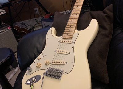 Fender Custom Strat - lefty strung righty - awesome guitar in every way.