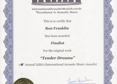 Tender Dreams is awarded Finalist in the International Acoustic Music Awards