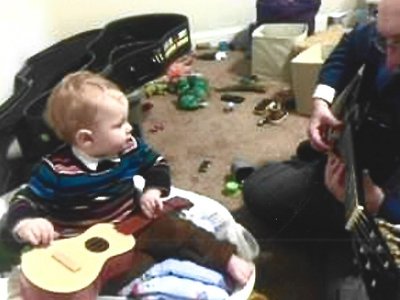 With my grandson Daniel, getting him started early!