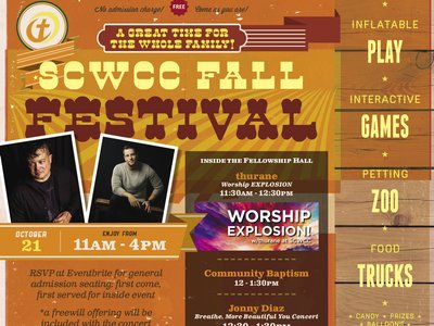 SCWCC Fall Festival featuring Jonny Diaz & Worship Explosion w/thurane: Sat, 10/21 @ 11am - 4pm