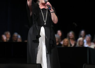 Bev on center Stage with Mark and Judy 