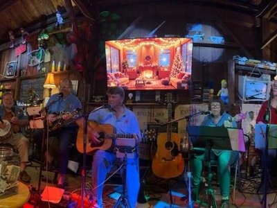 Arkansas Trainwreck on Stage at Mr. Chris's Coffeehouse 