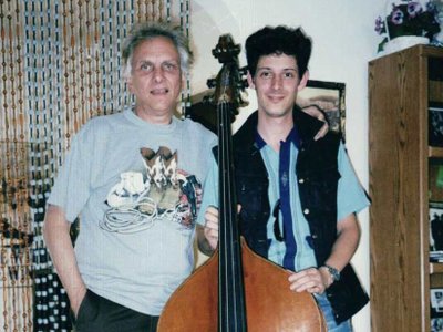 A younger Matias, posing with the bass given to him by his friend, the great Ray Campi.