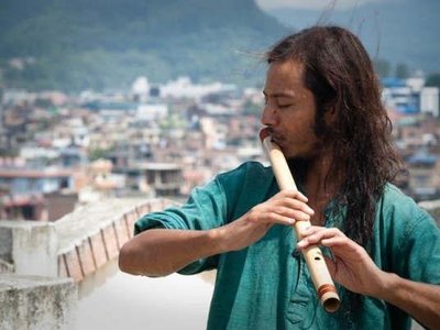 Flute Bansuri Binod katuwal Nepal. photo