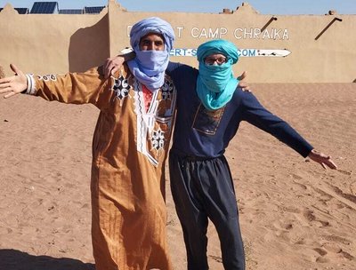 Camp Saharaoui, wood fire shower
