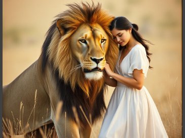 Girl with Alpha Male Lion