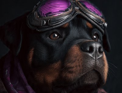 My Rottweiler in his chillaxed cyberpunk phase 