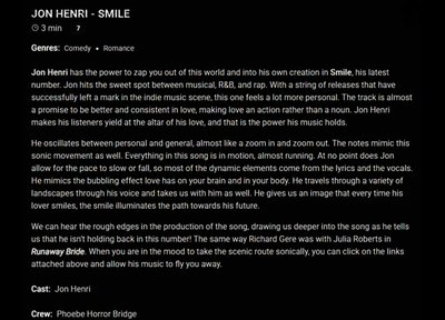 indiemusicflix.com review on Jon Henri -Smile 1/2/2026