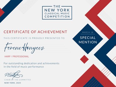 It is a great honor for me to receive the special prize at the New York Instrumental Competition.