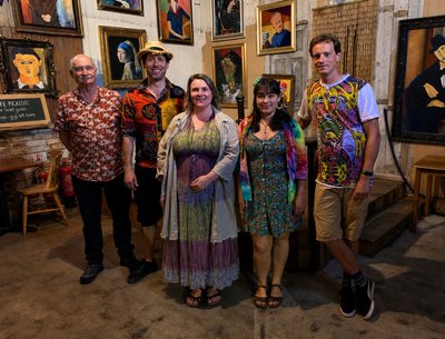Lives at cafe momus Plymouth Uk