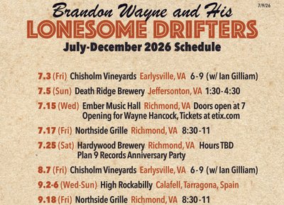 2026 Performance Schedule, July - December